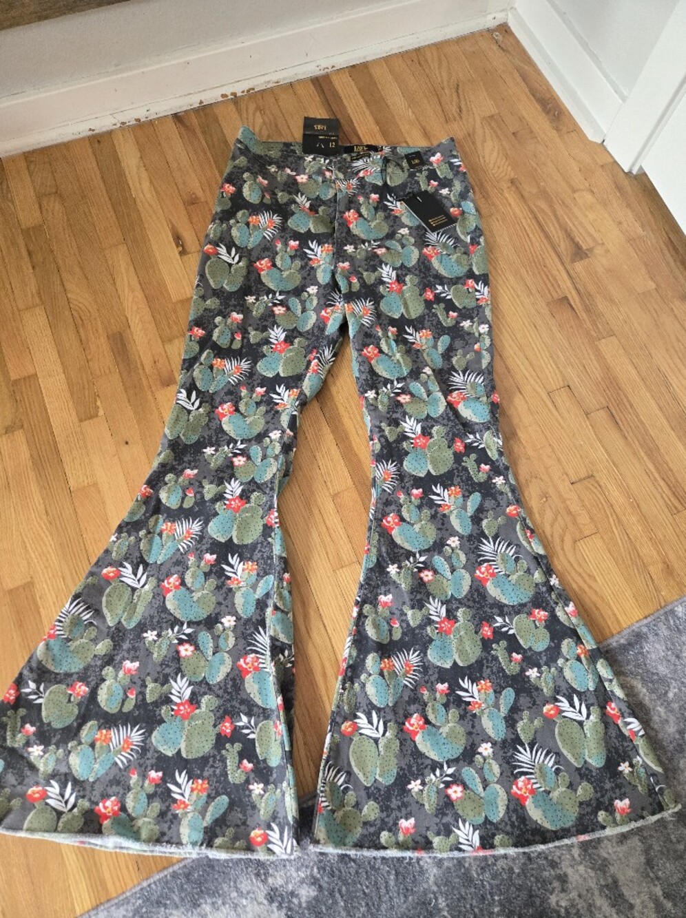 Lucky & Blessed Women's Flare Jeans - Teal, Red & Black